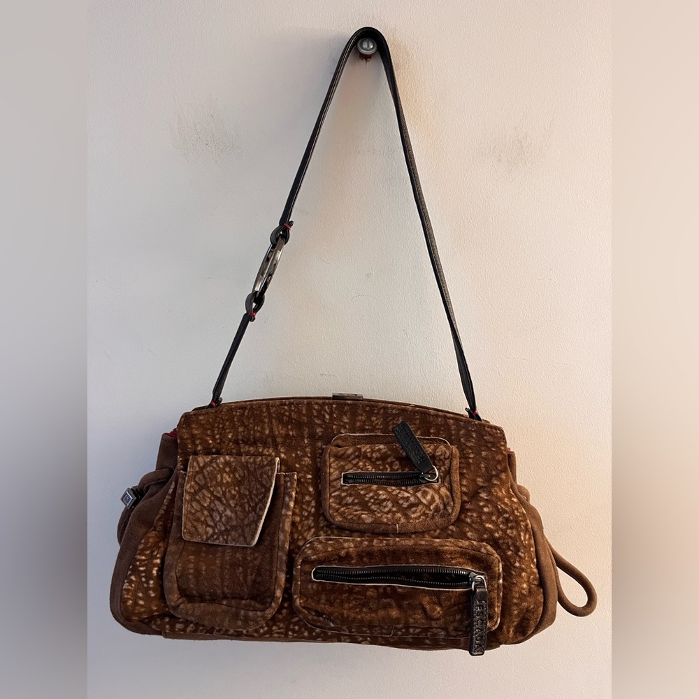 Escada Exotics Y2K Small Suede Leather Shoulder Purse